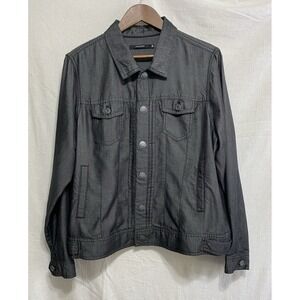 Tahari Black Lyocell Denim-Look Trucker Jacket – Size XL